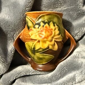 Floral Ceramic Vase with Handles